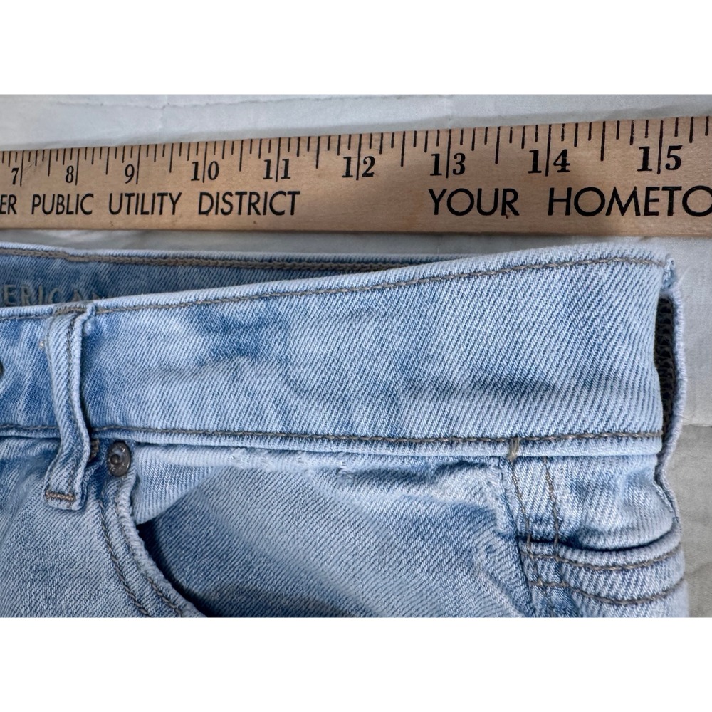 American Eagle Super High Rise Ultra Wide Leg Distressed Light Wash Jeans 6 Long - Picture 6 of 10